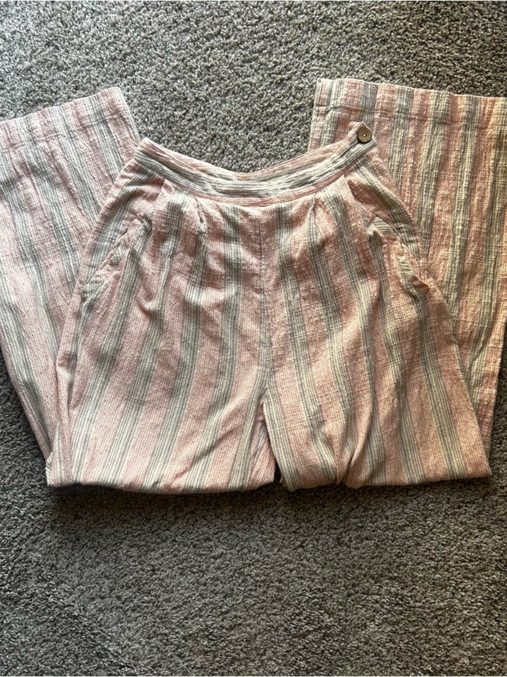 Free People Striped Wide-Leg Pants in Pink and Cream